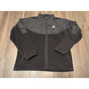 Vintage Adidas NBC Sports Fleece Jacket Full Zip Black Coat‎ Pullover Medium